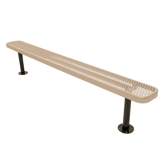 Commercial Expanded Metal Park Bench with Surface Mount Frame