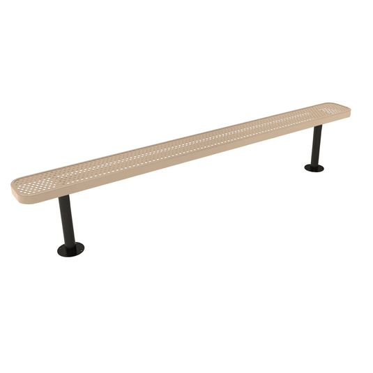 All-Climate Punched Steel Park Bench with Surface Mount Frame