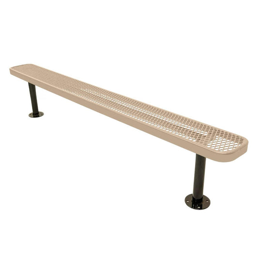 8FT Commercial Park Bench without Back, Surface Mount Frame