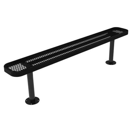 6FT Commercial Park Bench without Back, Surface Mount Frame
