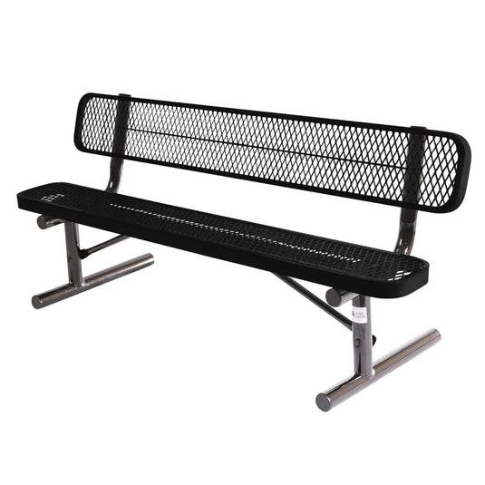 6 FT All-Weather Park Bench with Back, Portable Frame