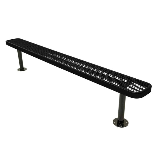 8FT Commercial Park Bench without Back, Surface Mount Frame
