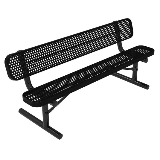 6 FT All-Weather Park Bench with Back, Portable Frame