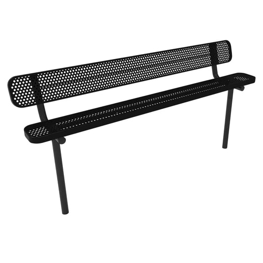 8FT Industrial Park Bench with Back, Inground Mount Frame