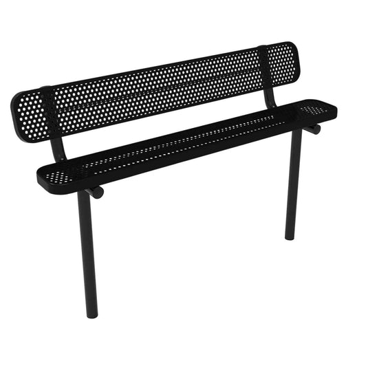 6FT Industrial Park Bench with Back, Inground Mount Frame