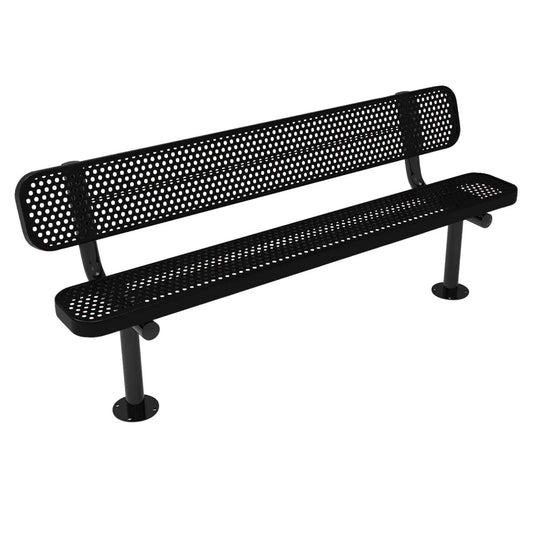 6FT Commercial Park Bench with Back, Surface Mount Frame