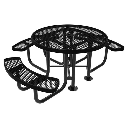 3-Seat Round Metal Outdoor Picnic Table