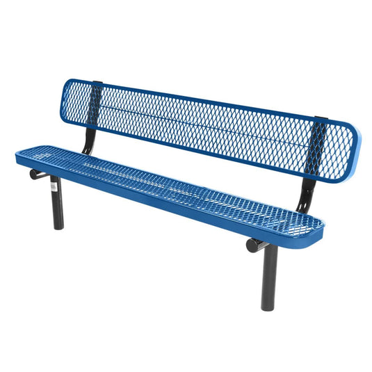6FT Industrial Park Bench with Back, Inground Mount Frame