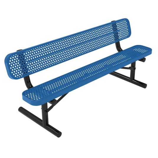 6 FT All-Weather Park Bench with Back, Portable Frame