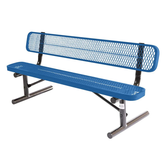 6 FT All-Weather Park Bench with Back, Portable Frame