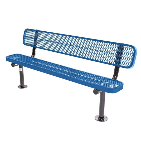 6FT Commercial Park Bench with Back, Surface Mount Frame