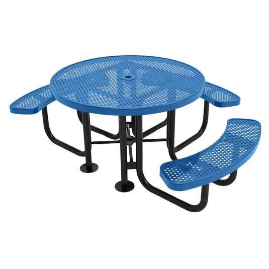 3-Seat Round Metal Outdoor Picnic Table
