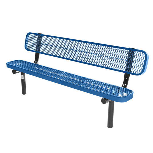 Industrial Expanded Metal Park Bench with Inground Mount Frame