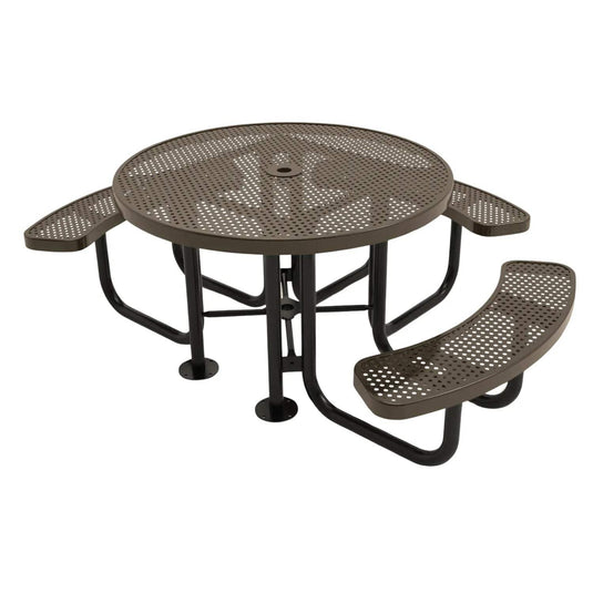 3-Seat Round Metal Outdoor Picnic Table