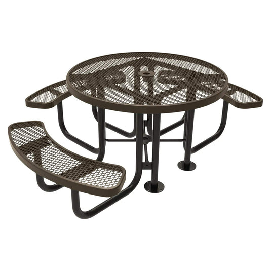 3-Seat Round Metal Outdoor Picnic Table