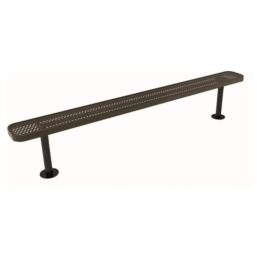 8FT Commercial Park Bench without Back, Surface Mount Frame