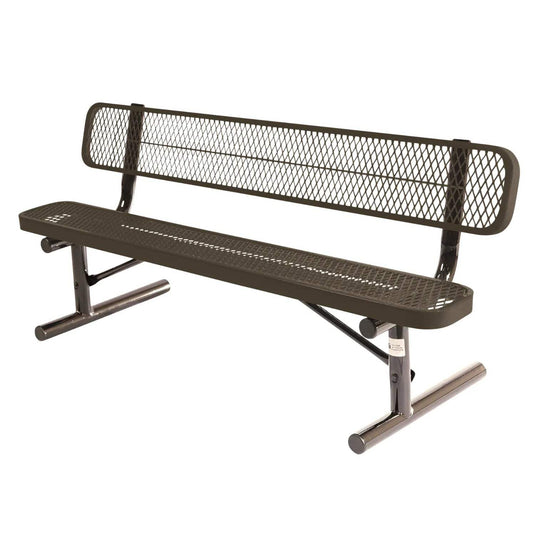 6 FT All-Weather Park Bench with Back, Portable Frame