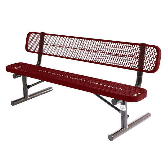 6 FT All-Weather Park Bench with Back, Portable Frame