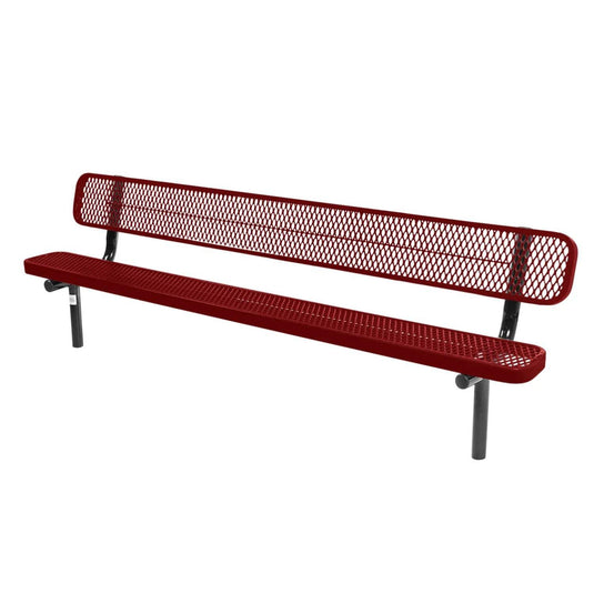 8FT Industrial Park Bench with Back, Inground Mount Frame