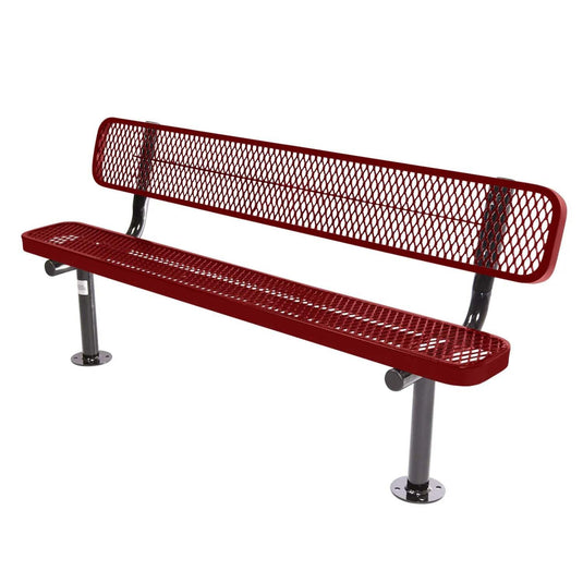 6FT Commercial Park Bench with Back, Surface Mount Frame