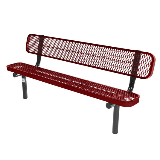 6FT Industrial Park Bench with Back, Inground Mount Frame