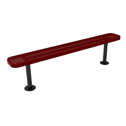 6FT Commercial Park Bench without Back, Surface Mount Frame