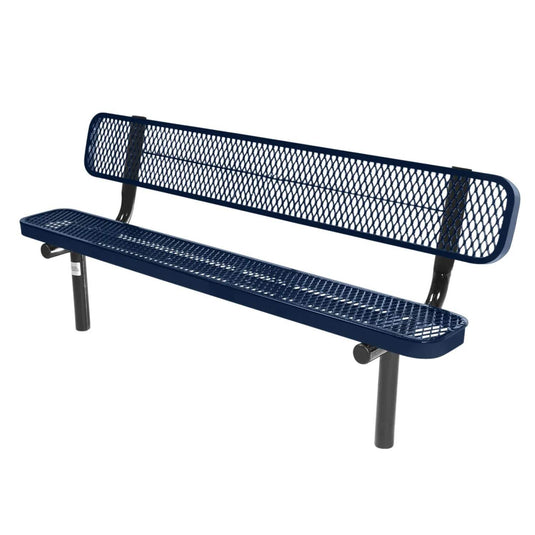 6FT Industrial Park Bench with Back, Inground Mount Frame