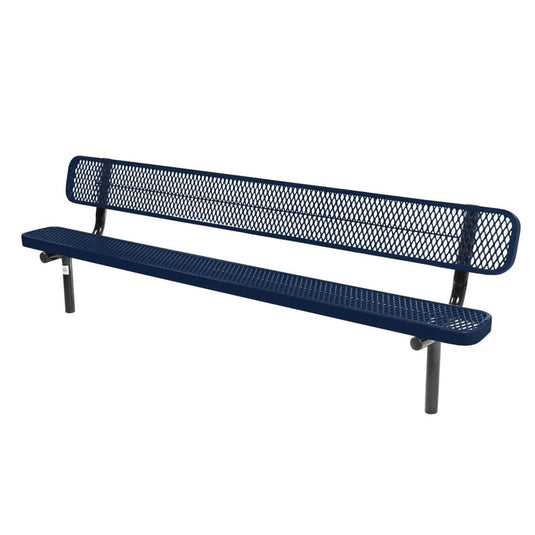 8FT Industrial Park Bench with Back, Inground Mount Frame