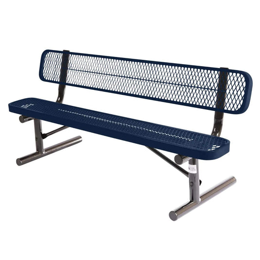 6 FT All-Weather Park Bench with Back, Portable Frame