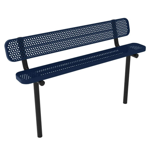6FT Industrial Park Bench with Back, Inground Mount Frame