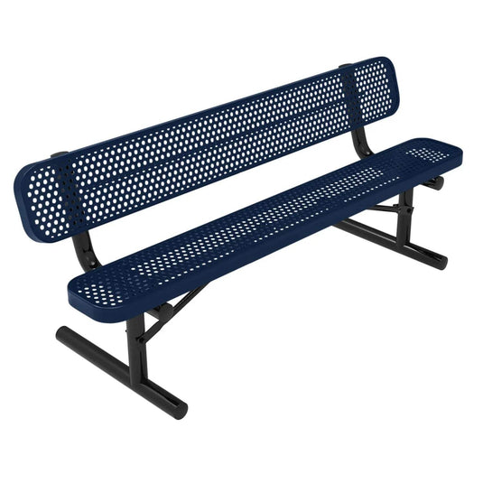 6 FT All-Weather Park Bench with Back, Portable Frame