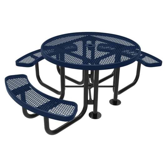 3-Seat Round Metal Outdoor Picnic Table