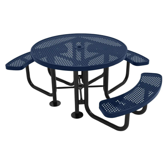 3-Seat Round Metal Outdoor Picnic Table