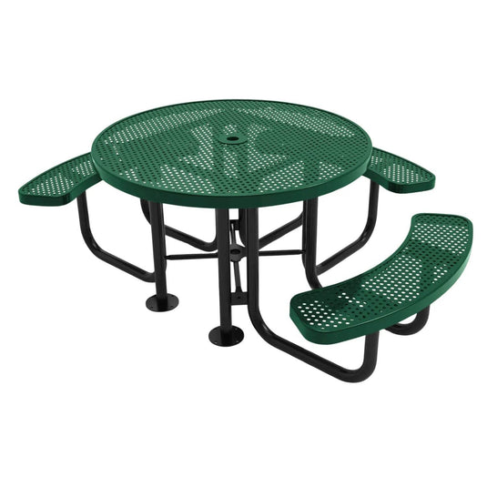 3-Seat Round Metal Outdoor Picnic Table