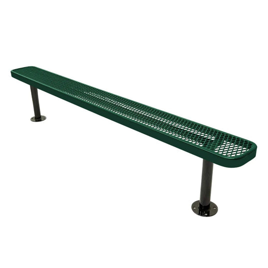 8FT Commercial Park Bench without Back, Surface Mount Frame
