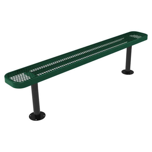 6FT Commercial Park Bench without Back, Surface Mount Frame