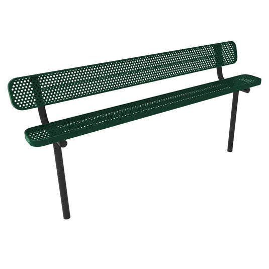 8FT Industrial Park Bench with Back, Inground Mount Frame