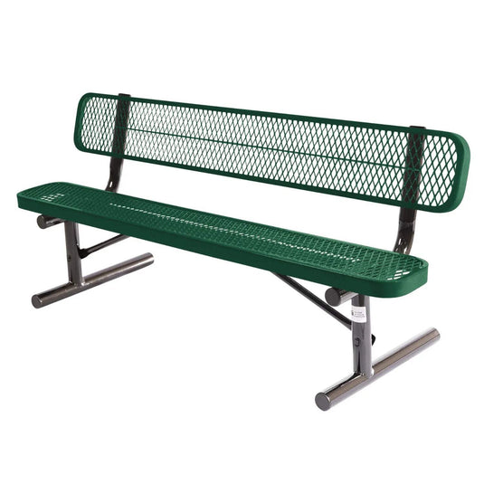 6 FT All-Weather Park Bench with Back, Portable Frame