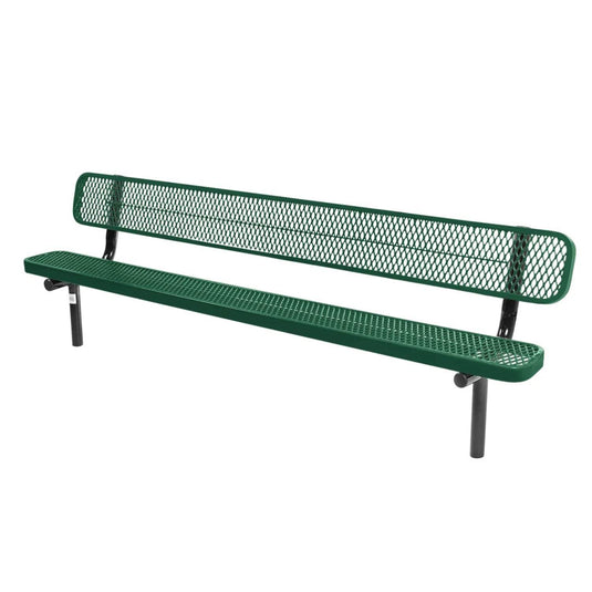 8FT Industrial Park Bench with Back, Inground Mount Frame