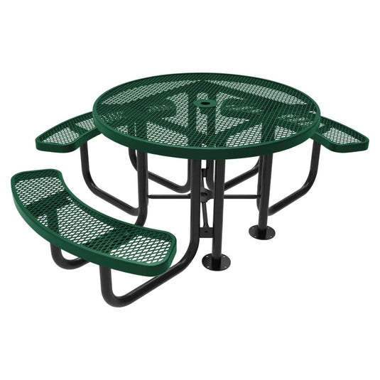 3-Seat Round Metal Outdoor Picnic Table