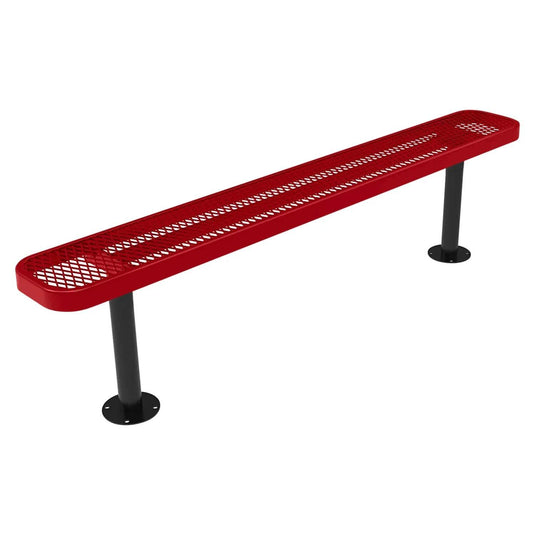 6FT Commercial Park Bench without Back, Surface Mount Frame
