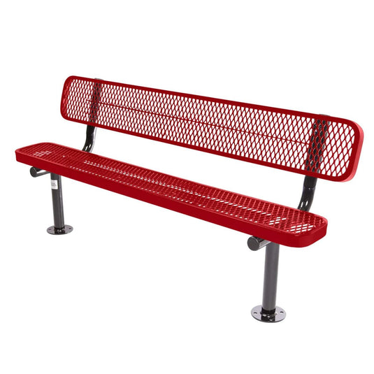 6FT Commercial Park Bench with Back, Surface Mount Frame