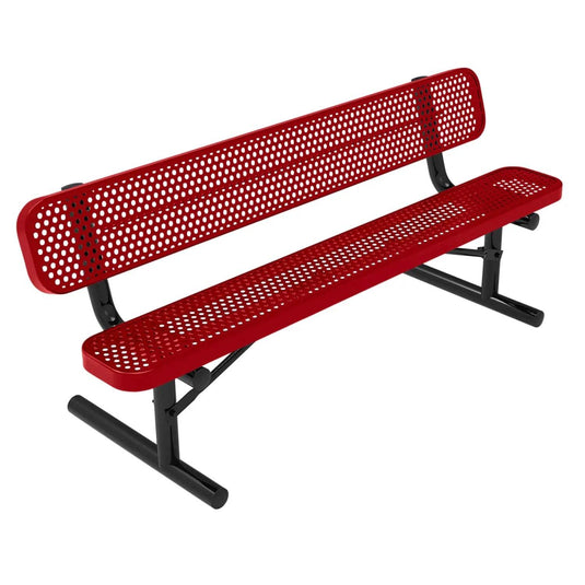 6 FT All-Weather Park Bench with Back, Portable Frame