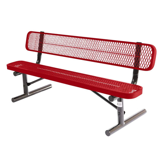 6 FT All-Weather Park Bench with Back, Portable Frame