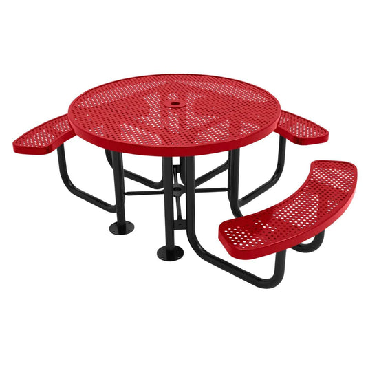 3-Seat Round Metal Outdoor Picnic Table