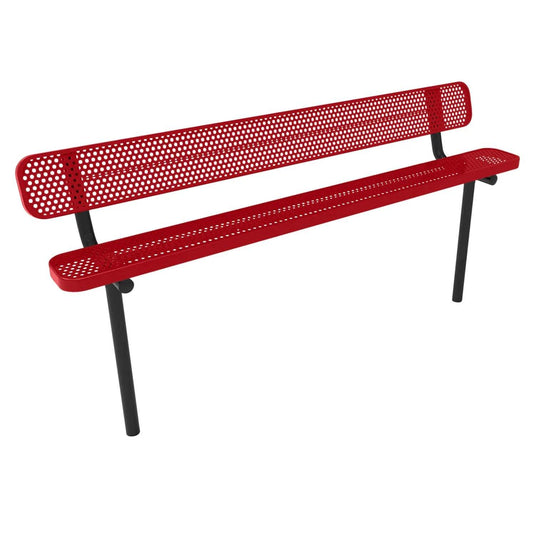 8FT Industrial Park Bench with Back, Inground Mount Frame