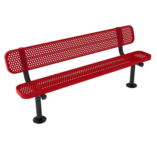 6FT Commercial Park Bench with Back, Surface Mount Frame