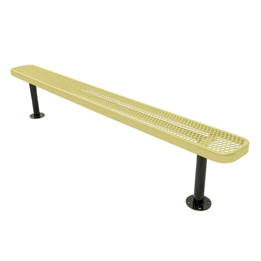 8FT Commercial Park Bench without Back, Surface Mount Frame