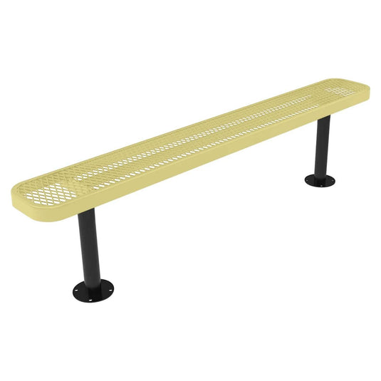 6FT Commercial Park Bench without Back, Surface Mount Frame