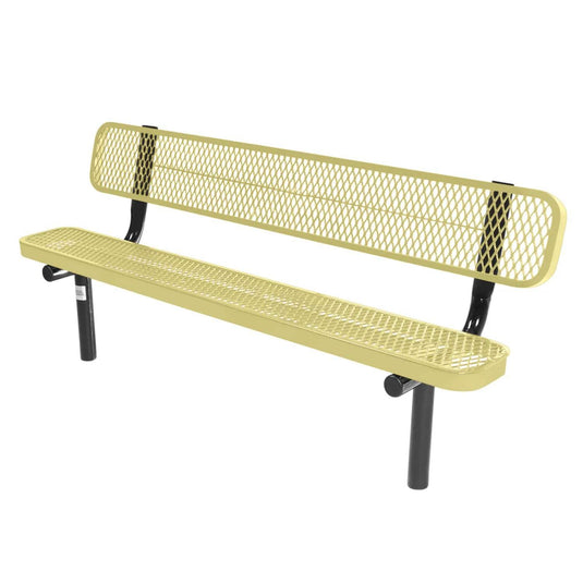 6FT Industrial Park Bench with Back, Inground Mount Frame